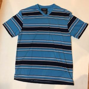 Men’s Blue, Black, and white Striped T-Shirt!